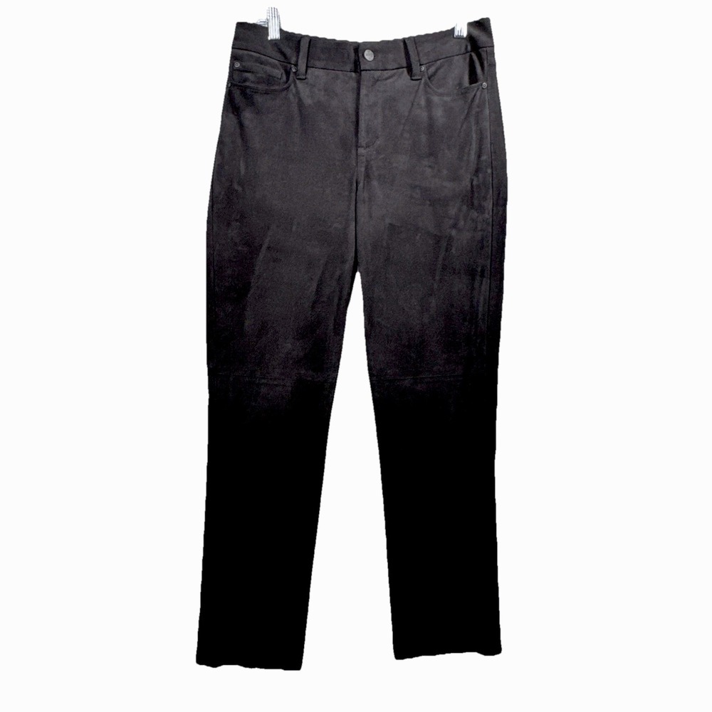 NYDJ Pants Black Career Dress Pants Straight Faux Suede Black Size 10 Neutral